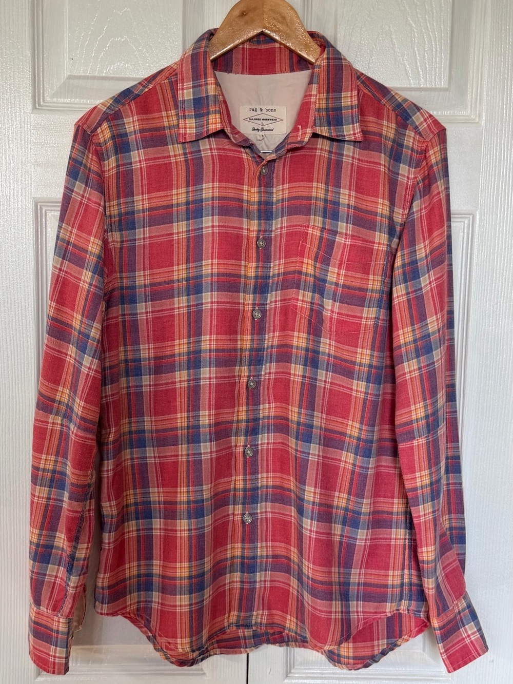Rag & Bone Tailored Workwear Plaid Button Down Shirt L